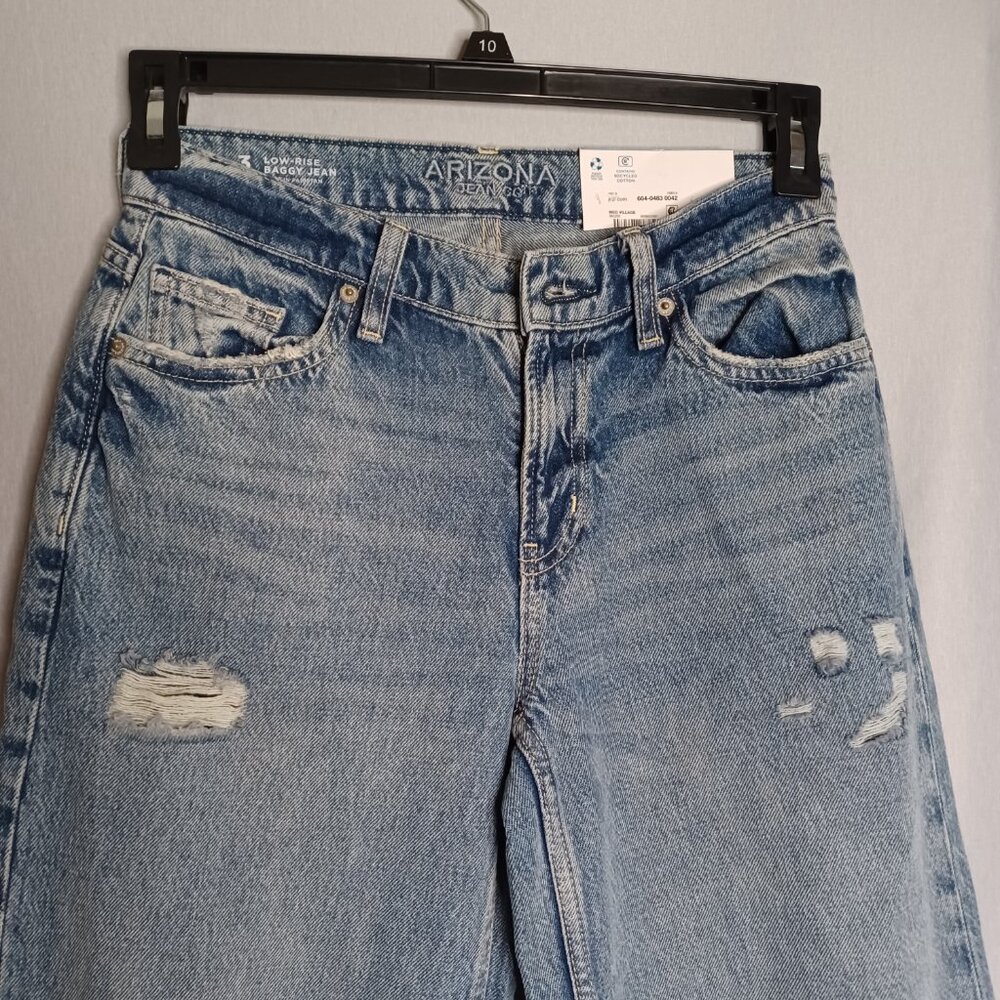 Arizona Jeans Juniors 3(Small) Baggy Through Hip/Thigh Low Rise Wide Leg Skater - Picture 4 of 10
